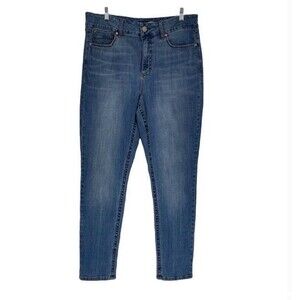 Seven7 Jeans Blue Denim Tummyless High Rise Skinny Slim Stretch Plus Size 16 EUC